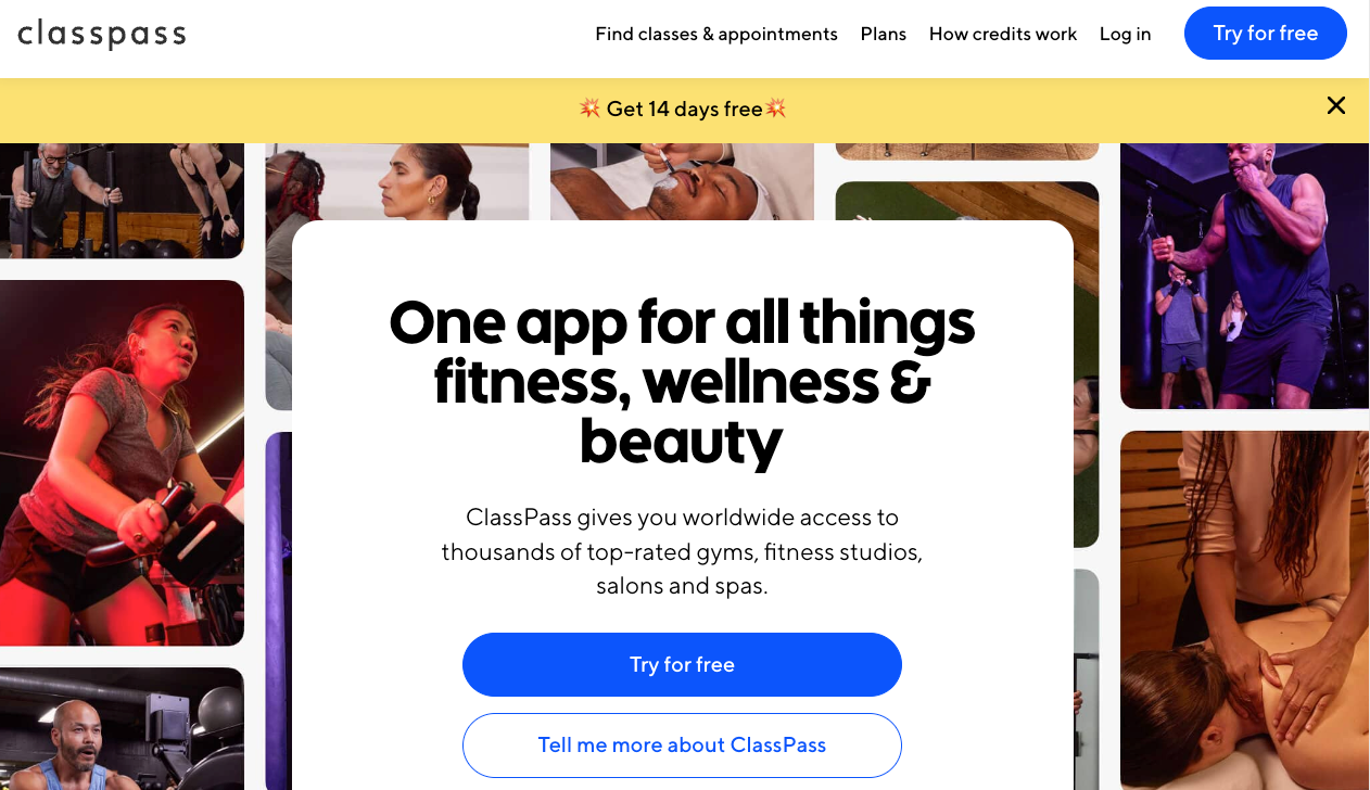 Classpass homepage