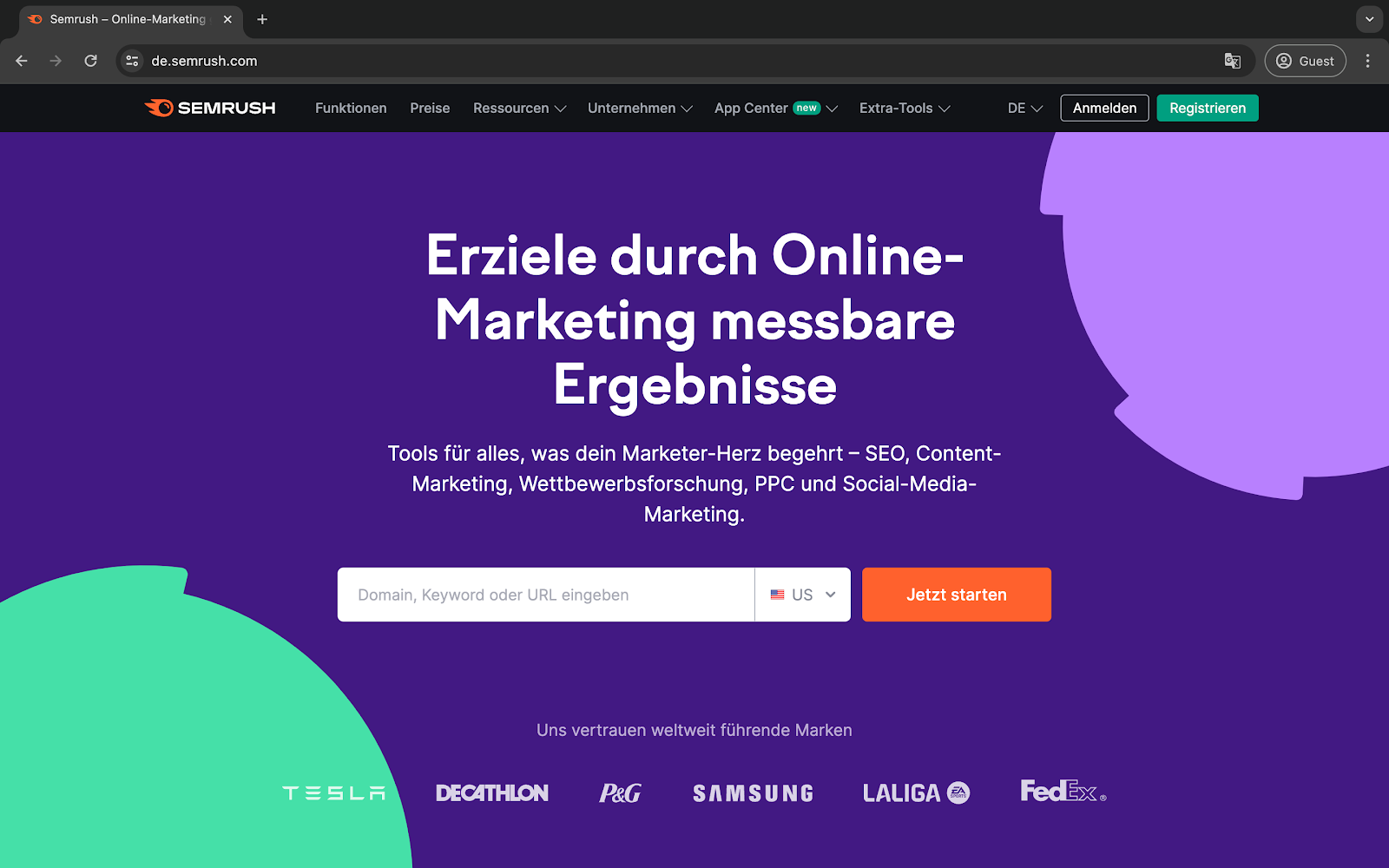 SEMRush website in German