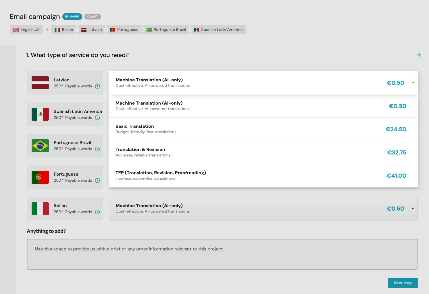 Taia Translation Dashboard