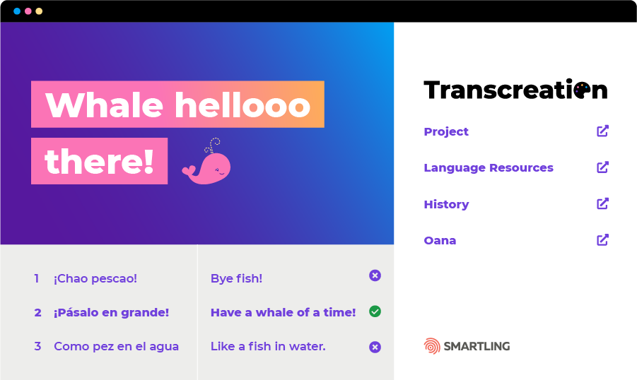 Smartling transcreation dashboard